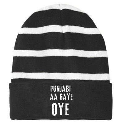 Punjabi Aa Gaye Oye Tonight Diljit Dosanjh Striped Beanie with Solid Band