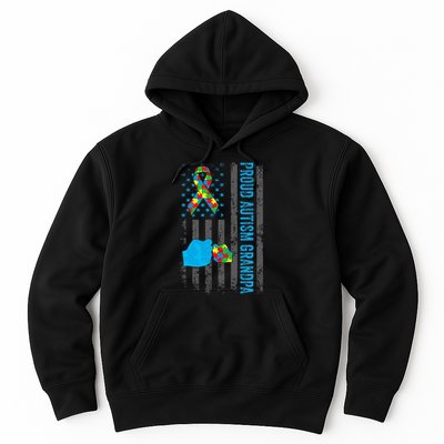Proud Autism Grandpa American Flag Autism Awareness  Hoodie