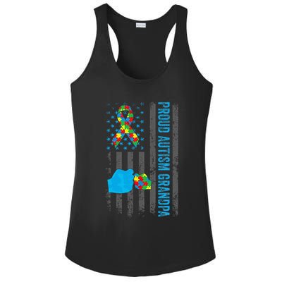 Proud Autism Grandpa American Flag Autism Awareness  Ladies PosiCharge Competitor Racerback Tank