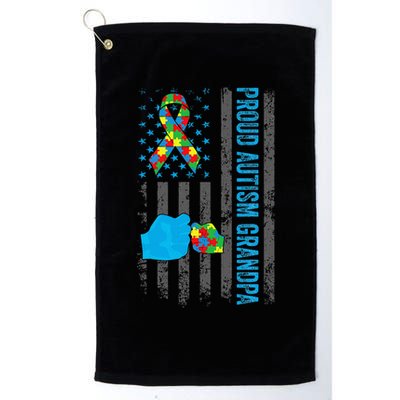 Proud Autism Grandpa American Flag Autism Awareness  Golf Towel