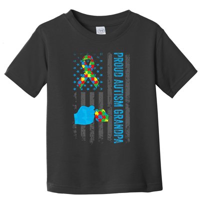 Proud Autism Grandpa American Flag Autism Awareness  Toddler T-Shirt