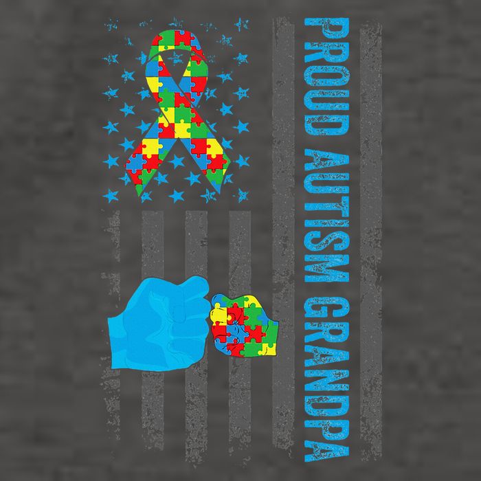 Proud Autism Grandpa American Flag Autism Awareness  Vector Backpack