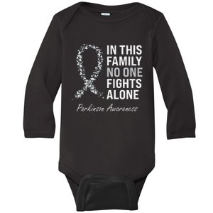 Parkinson Awareness Gray Ribbon Baby Long Sleeve Bodysuit