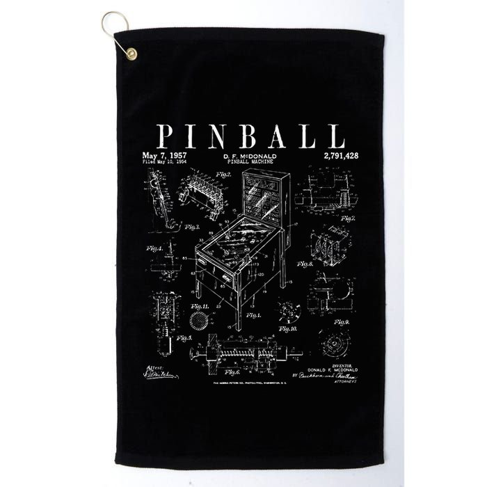 Pinball Arcade Gaming Machine Vintage Gamer Patent Print Golf Towel