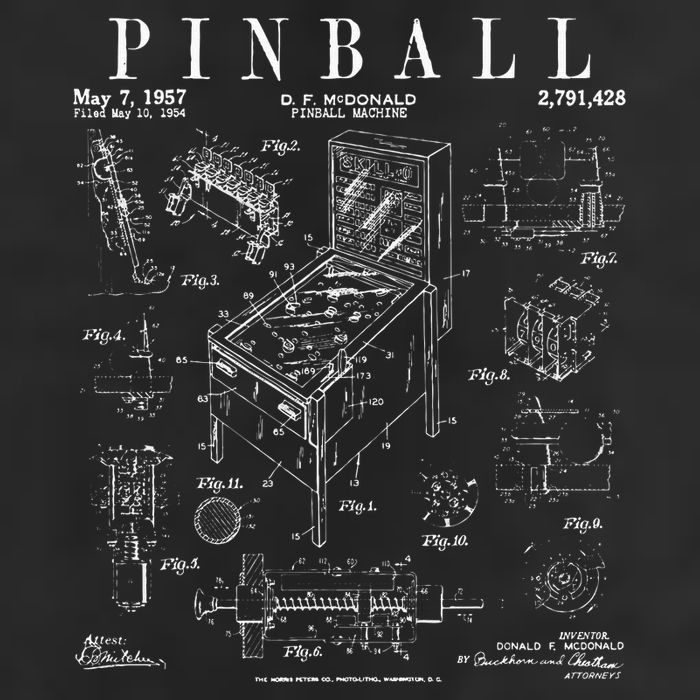Pinball Arcade Gaming Machine Vintage Gamer Patent Print Golf Towel