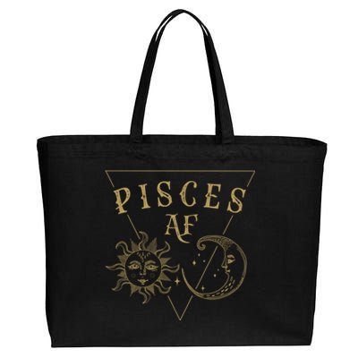 Pisces Af / Golden Sun And Moon Pisces Birthday Astrology Great Gift Cotton Canvas Jumbo Tote