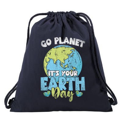 Planet Anniversary Go Planet Its Your Earth Day Drawstring Bag