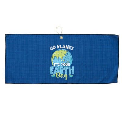 Planet Anniversary Go Planet Its Your Earth Day Large Microfiber Waffle Golf Towel