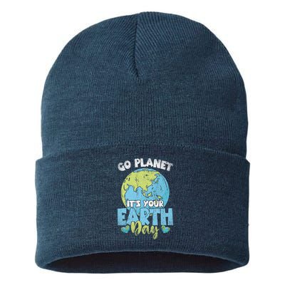 Planet Anniversary Go Planet Its Your Earth Day Sustainable Knit Beanie