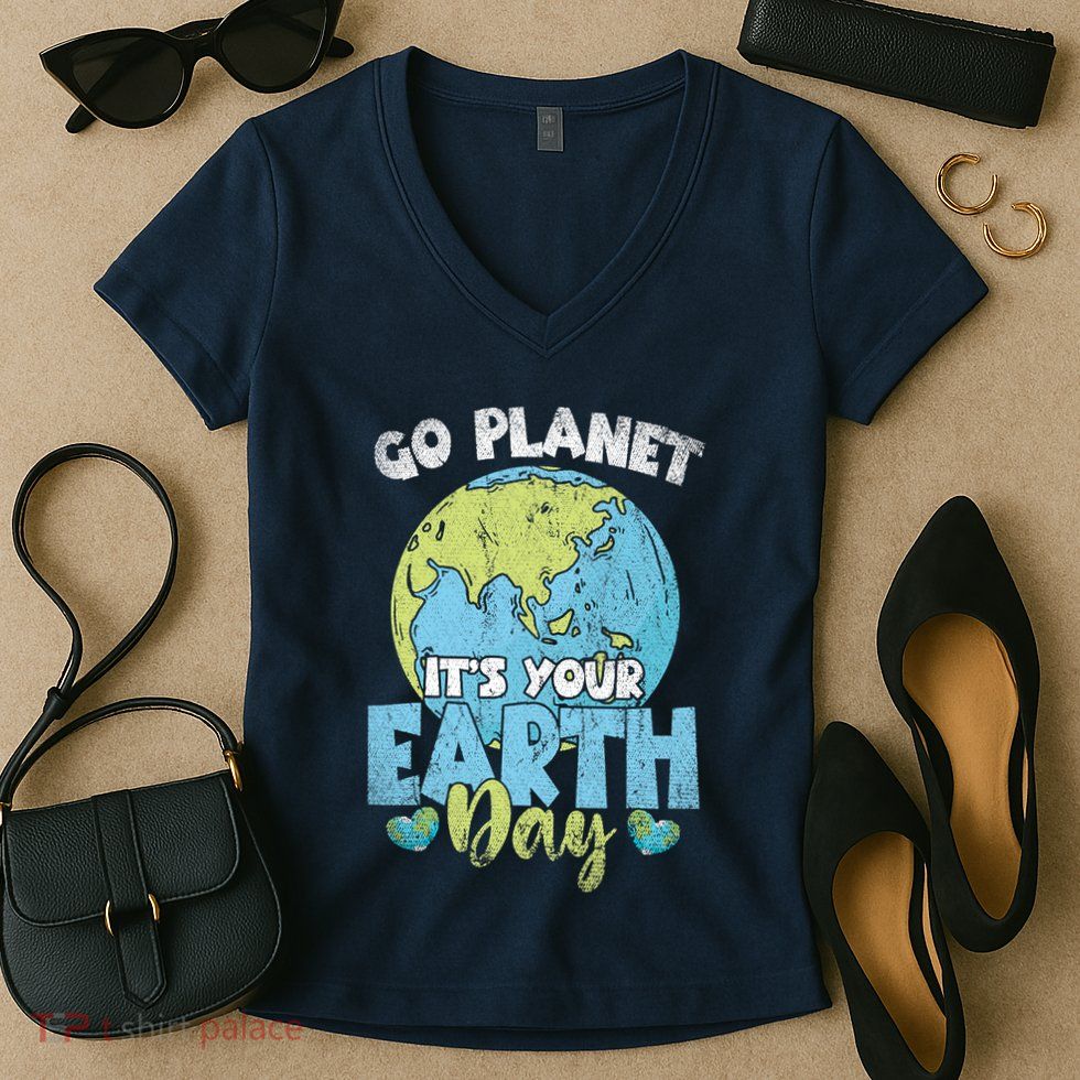 Planet Anniversary Go Planet Its Your Earth Day Women's V-Neck T-Shirt