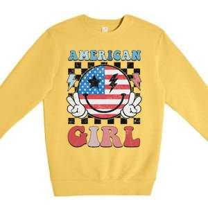 Patriotic American Girl 4th Of July Premium Crewneck Sweatshirt