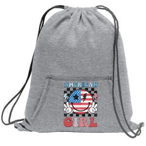 Patriotic American Girl 4th Of July Sweatshirt Cinch Pack Bag