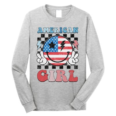 Patriotic American Girl 4th Of July Long Sleeve Shirt