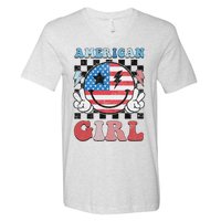 Patriotic American Girl 4th Of July V-Neck T-Shirt