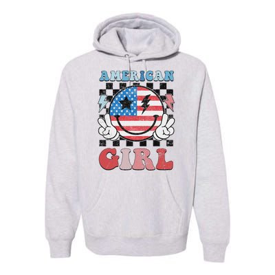 Patriotic American Girl 4th Of July Premium Hoodie