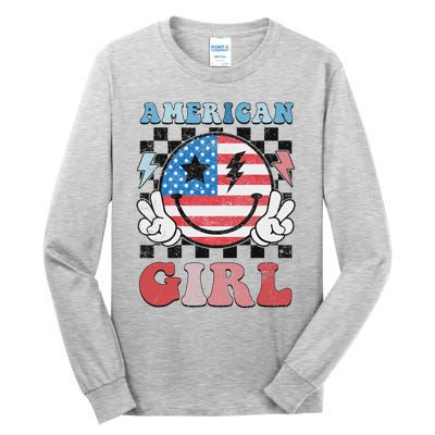 Patriotic American Girl 4th Of July Tall Long Sleeve T-Shirt