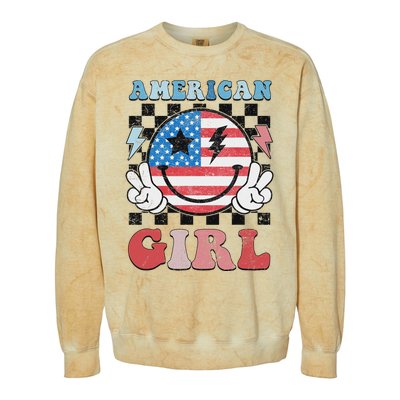 Patriotic American Girl 4th Of July Colorblast Crewneck Sweatshirt