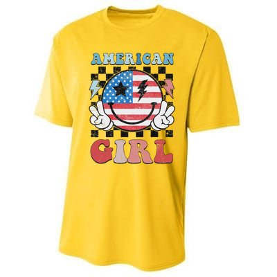 Patriotic American Girl 4th Of July Performance Sprint T-Shirt