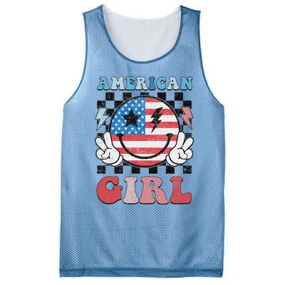 Patriotic American Girl 4th Of July Mesh Reversible Basketball Jersey Tank