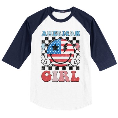 Patriotic American Girl 4th Of July Baseball Sleeve Shirt