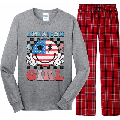 Patriotic American Girl 4th Of July Long Sleeve Pajama Set