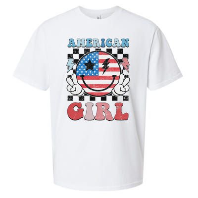 Patriotic American Girl 4th Of July Sueded Cloud Jersey T-Shirt