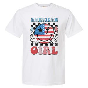 Patriotic American Girl 4th Of July Garment-Dyed Heavyweight T-Shirt