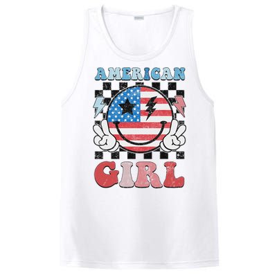 Patriotic American Girl 4th Of July PosiCharge Competitor Tank