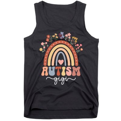 Proud Autism Gigi Rainbow Autism Warrior Gigi Grandma Meaningful Gift Tank Top