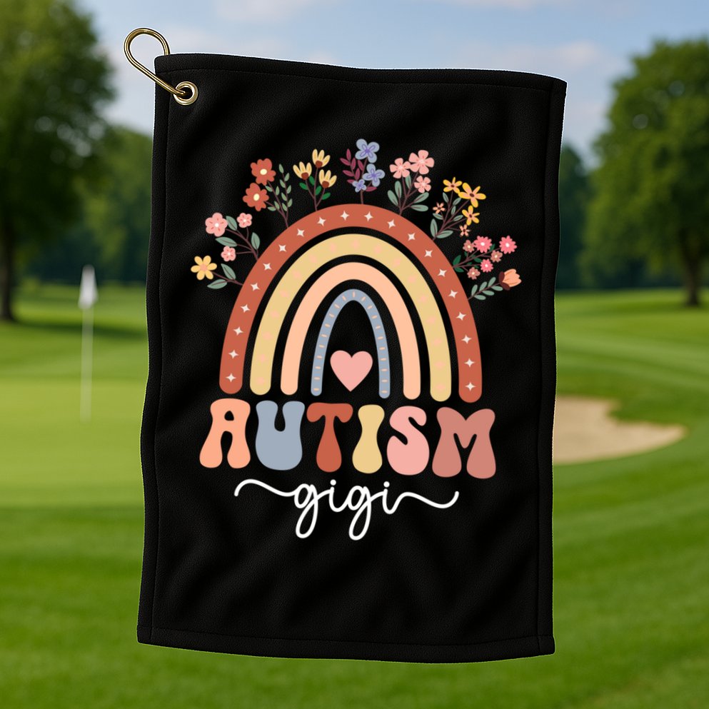 Proud Autism Gigi Rainbow Autism Warrior Gigi Grandma Meaningful Gift Golf Towel