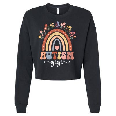 Proud Autism Gigi Rainbow Autism Warrior Gigi Grandma Meaningful Gift Cropped Pullover Crew