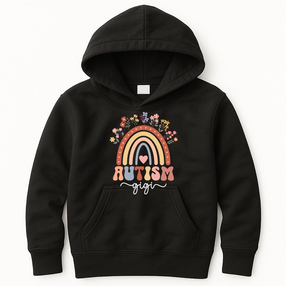 Proud Autism Gigi Rainbow Autism Warrior Gigi Grandma Meaningful Gift Kids Hoodie