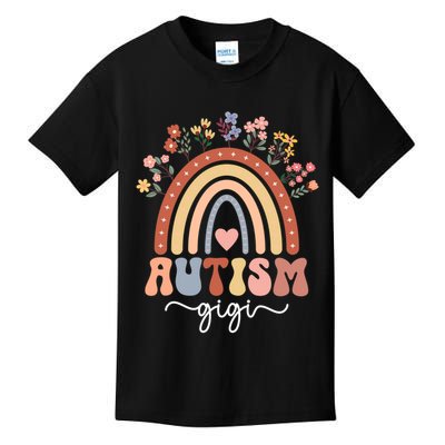 Proud Autism Gigi Rainbow Autism Warrior Gigi Grandma Meaningful Gift Kids T-Shirt