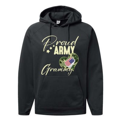 Proud Army Grammy Camouflage Dog Tag Usa American Flag Performance Fleece Hoodie