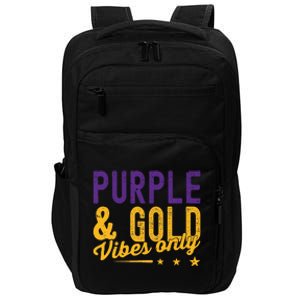 Purple And Gold Vibes Only Game Day For High School Football Impact Tech Backpack