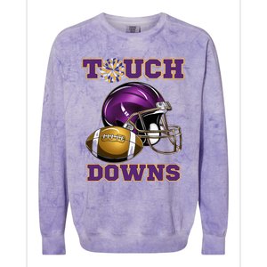 Purple And Gold Football Game Touchdown High School Matching Colorblast Crewneck Sweatshirt