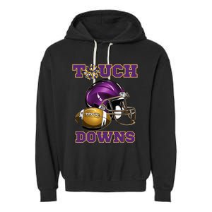 Purple And Gold Football Game Touchdown High School Matching Garment-Dyed Fleece Hoodie