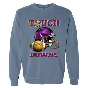 Purple And Gold Football Game Touchdown High School Matching Garment-Dyed Sweatshirt