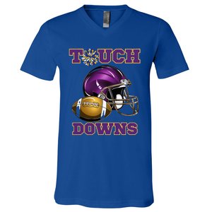 Purple And Gold Football Game Touchdown High School Matching V-Neck T-Shirt