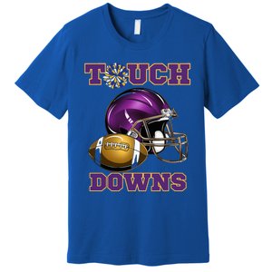 Purple And Gold Football Game Touchdown High School Matching Premium T-Shirt