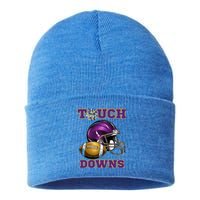 Purple And Gold Football Game Touchdown High School Matching Sustainable Knit Beanie