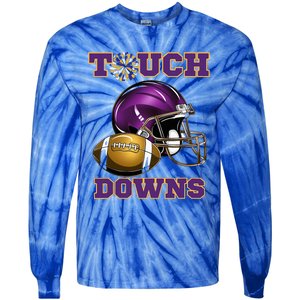 Purple And Gold Football Game Touchdown High School Matching Tie-Dye Long Sleeve Shirt