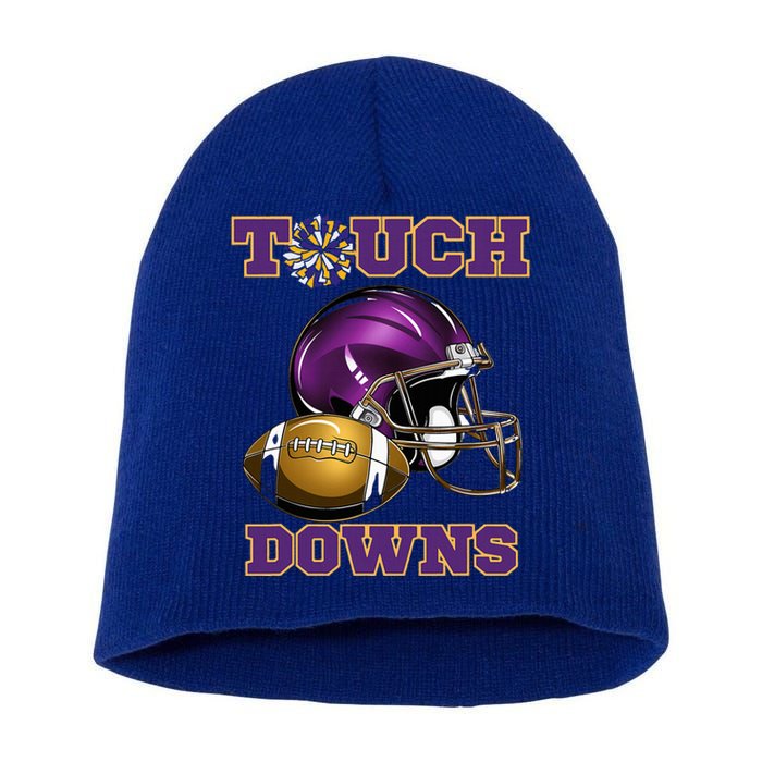 Purple And Gold Football Game Touchdown High School Matching Short Acrylic Beanie