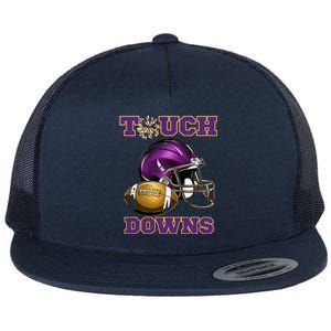 Purple And Gold Football Game Touchdown High School Matching Flat Bill Trucker Hat