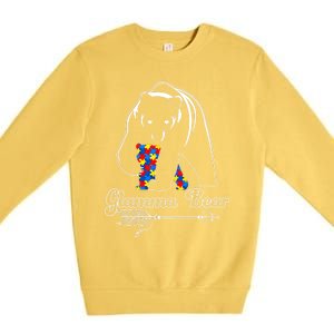 Proud Autism Glamma Bear Autism Awareness Autistic Support Cute Gift Premium Crewneck Sweatshirt