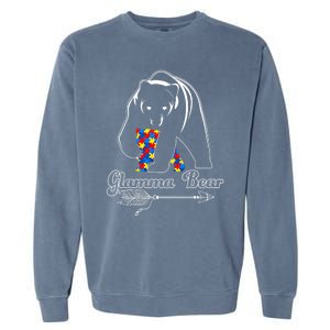 Proud Autism Glamma Bear Autism Awareness Autistic Support Cute Gift Garment-Dyed Sweatshirt