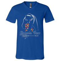 Proud Autism Glamma Bear Autism Awareness Autistic Support Cute Gift V-Neck T-Shirt