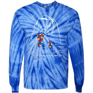 Proud Autism Glamma Bear Autism Awareness Autistic Support Cute Gift Tie-Dye Long Sleeve Shirt