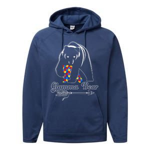 Proud Autism Glamma Bear Autism Awareness Autistic Support Cute Gift Performance Fleece Hoodie