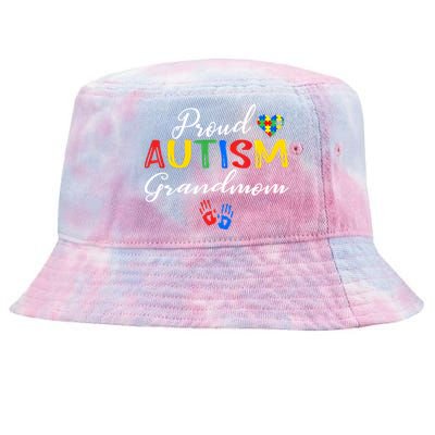 Proud Autism Grandmom Autism Awareness Day Autistic Support Gift Tie-Dyed Bucket Hat